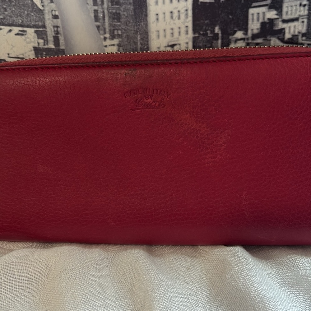 Gucci Leather Zip-Around Wallet with Tassel - Red - Picture 15 of 15